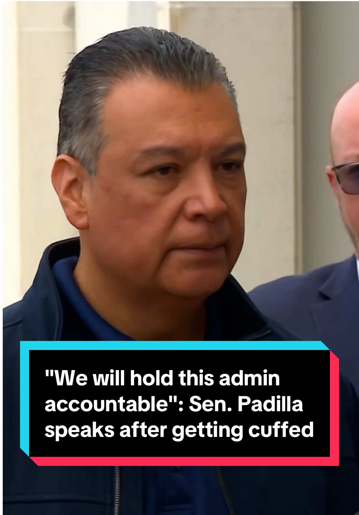 Sen. Alex Padilla, D-Calif., speaks out after being forcibly removed from Homeland Security Secretary Kristi Noem's press conference in Los Angeles. Padilla said he was handcuffed by law enforcement officers, but not arrested or detained. 