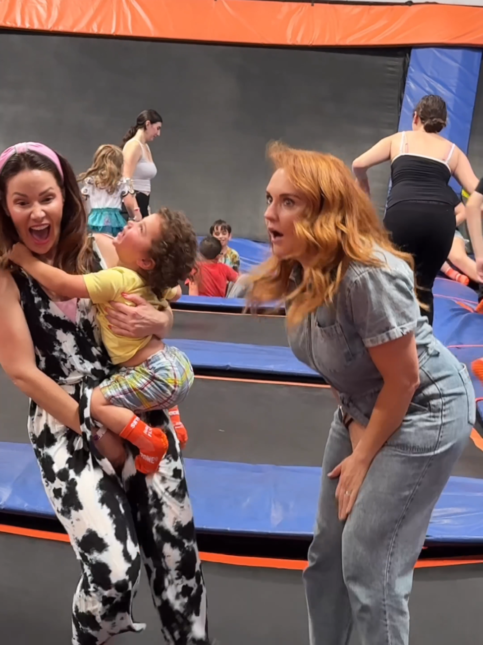 Can you still jump like before kids or is it a bathroom emergency? So much for being fun moms, we should have brought a change of clothes😂 What's the worst pee-mergency you've ever had? #momcomedy #momhumor #incontinence #postpartumrecovery #trampolinepark 