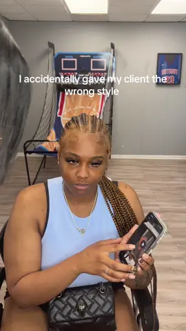 we all make mistakes….atleast she still liked it😕 #fyp #detroit #styles #detroithairstylist #stitchbraids #braids #colorbraids #design #cutehairstyles #southfieldhairstylist 