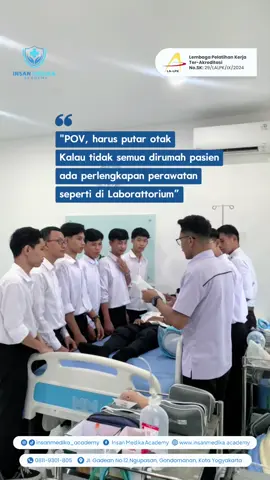 💡 Sobat IMA, jika kamu seorang Caregiver yang bekerja Homecare (perawatan di rumah) selain terampil & kompeten kamu juga harus bisa Inovatif & Kreatif. Karena tidak semua peralatan non medis yang di Laboratorium tempat kamu menjalani pendidikan pelatihan tersedia di tempat bekerja (rumah pasien), maka dari itu sebagai Caregiver harus “putar otak” untuk memaksimalkan perawatan dengan peralatan yang tersedia. Tapi yang perlu diperhatikan adalah fungsional & prinsip yang terapkan benar ✅ ✨Kalau kamu tertarik menjadi Caregiver yang Tersertifikasi, Kompeten & Profesional disini tempatnya ! Insan Medika Academy 📞 Informasi Pendaftaran : 0811-9301-805 🌐 www.insanmedika.academy #caregiver #caregiverbersertifikat #lisensicaregiver #caregiverindonesia #perawatlansia #kaigo #sertifikatcaregiver #sertifikasicaregiver #sertifikatperawatlansia #sertifikasiperawatlansia  #sertifikatkaigo #sertifikasikaigo #careworker #sertifikasicareworker #sertifikatcareworker #kursuscaregiver  #pelatihancaregiver  #LSPCaregiver #lembagasertifikasicaregiver #bnspcaregiver #caregiverlansia 