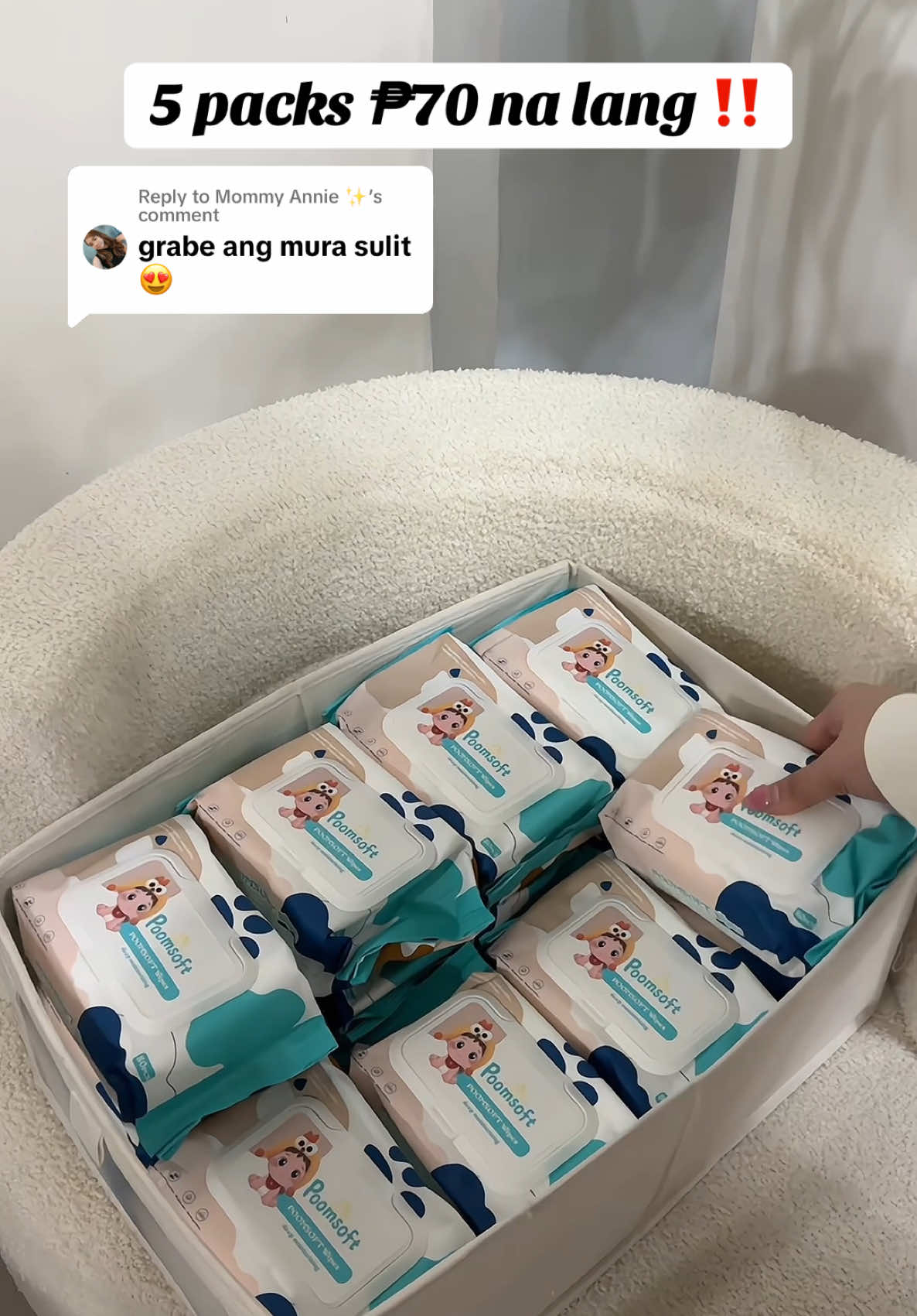 Replying to @Mommy Annie ✨ 5 PACKS WIPES ₱70 NA LANG TODAY, CHECK OUT MO NA YAN!! 😱 #poomsoftwipes #poomsoftgentlebabywipes #payday #fyp #fypシ゚viral #fyppp 