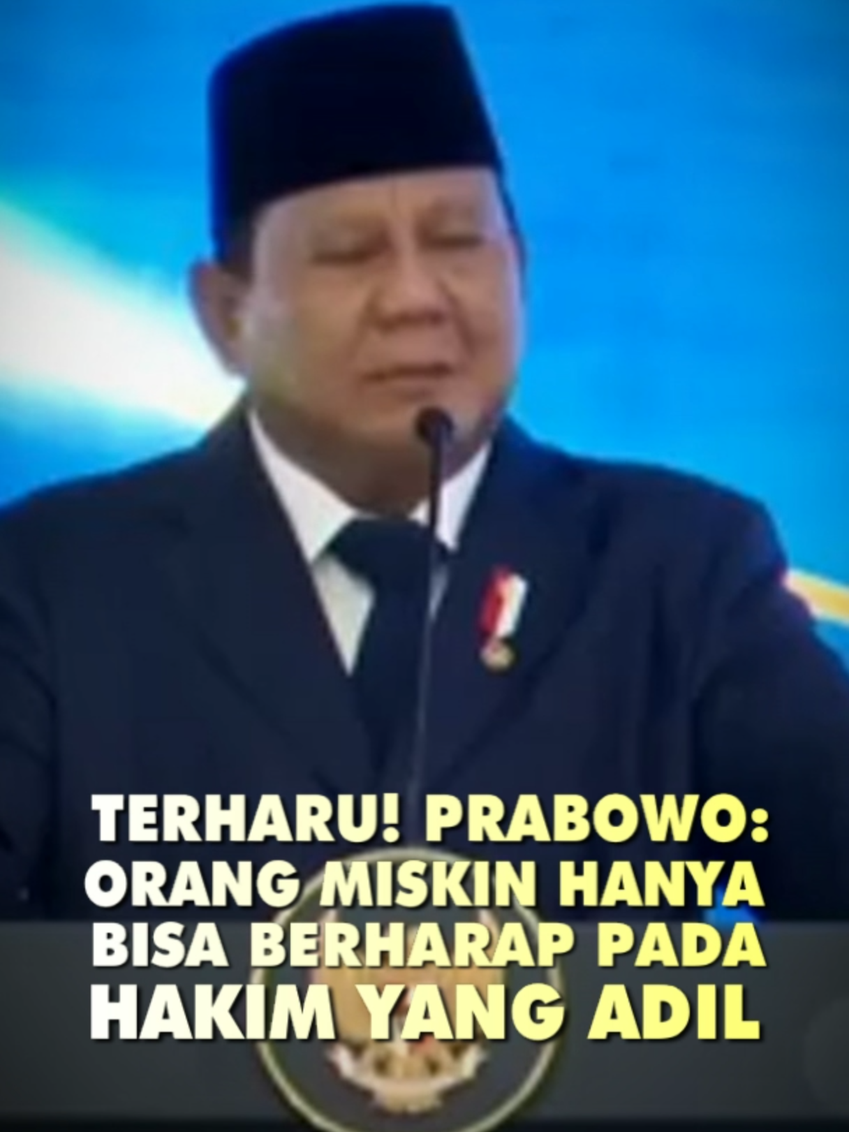 Terharu! Prabowo: Orang miskin hanya bisa berharap pada Hakim yang adil.. #fyp #pelantikanhakim #prabowo #subang #hakim