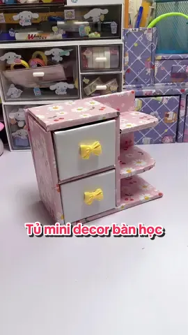 Tủ mini decor bàn học nhỏ xinh#DIY #cardboard #craft #organizer #happyvoi 