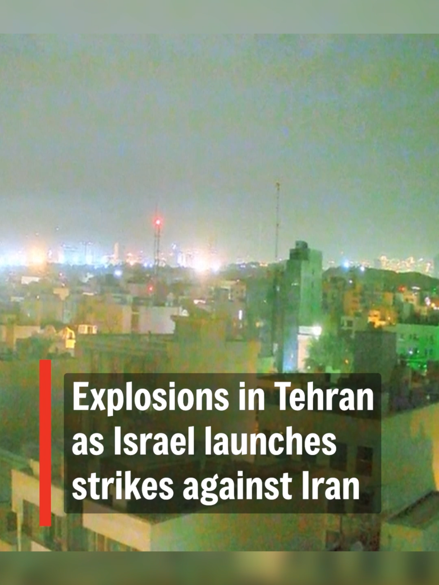 Iran has launched at least 100 drones towards Israeli territory in retaliation for Israel’s strikes on Tehran’s nuclear sites, the IDF has said. It comes after Israel struck a series of Iranian nuclear and military targets to block Tehran from developing atomic weapons. Israel declared a state of emergency in preparation for retaliatory strikes. Prime Minister Benjamin Netanyahu said the operation, called “Rising Lion”, was aimed at hurting Iran’s nuclear infrastructure, their ballistic missile factories and many of its military capabilities. This CCTV footage captures explosions in Tehran, as Israel claimed it has targetted Iran's nuclear sites.