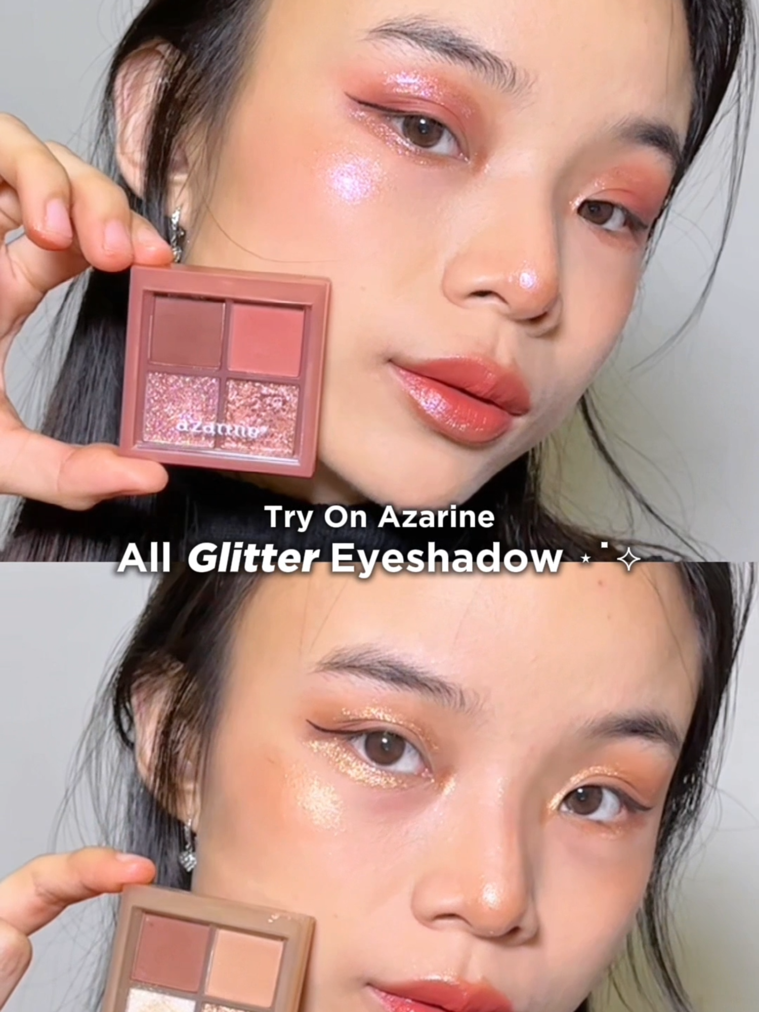try on Azarine All Glitter eyeshadow😍💛 yuk checkout dan cobain sekarang juga!! #azarine #azarinemakeup #azarinemakeupseries #azarinecosmetic #azarineproduct #azarineyeshadow #eyeshadow #eyeshadowtutorial #eyeshadowlook #eyeshadowhacks #fyp