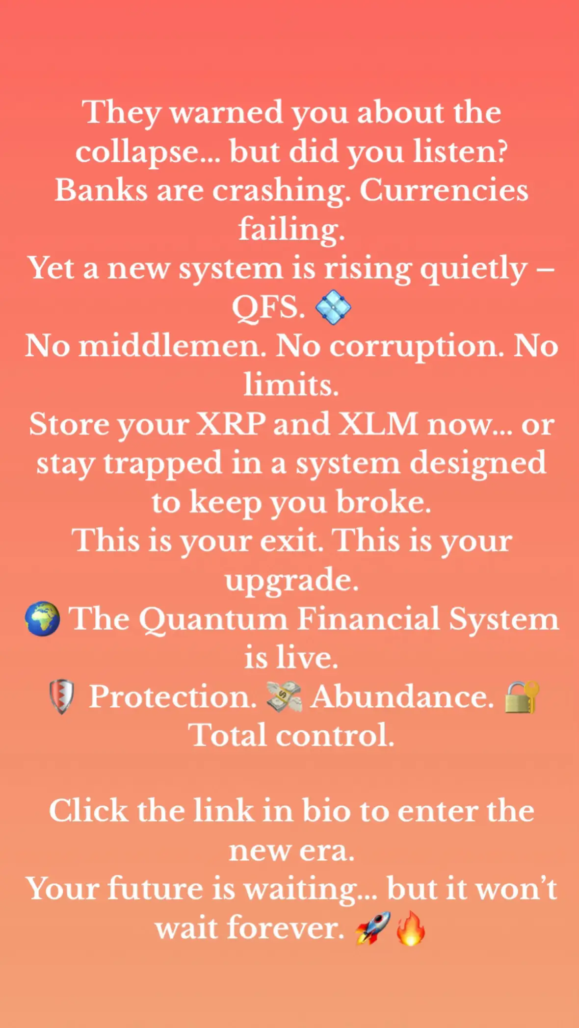 #QuantumFinancialSystem #QFSReady #XRPCommunity #XLMArmy #DigitalAssets #GlobalReset #NESARA #GESARA #NewFinancialSystem #SwitchToQFS #FinancialFreedom #WealthTransfer #CryptoAwakening #XRPXLM #TapTheLink #ActNow