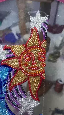 Happy lil sunshine ❤️ #beadwork #beading #beads #beadtok #beadembroidery #beaded #aariwork #aari #tambour #tambourembroidery #embellishment #embroideryart 
