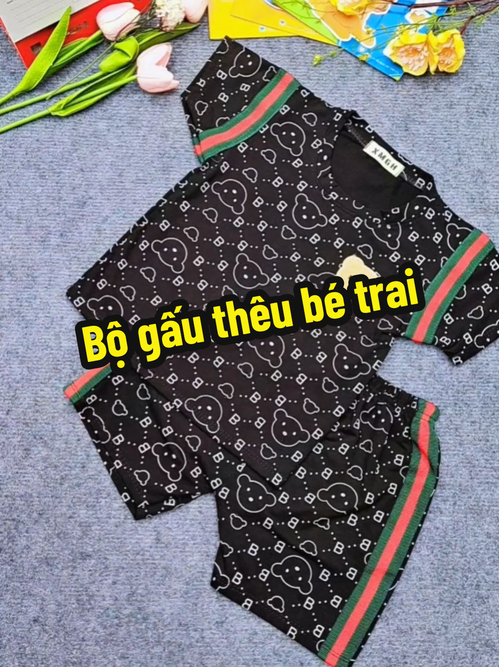 Combo 3 bộ gấu thêu 59k #bobetrai #setbochobe #xuhuongtiktok #thoitrangtreem #xuhuong 