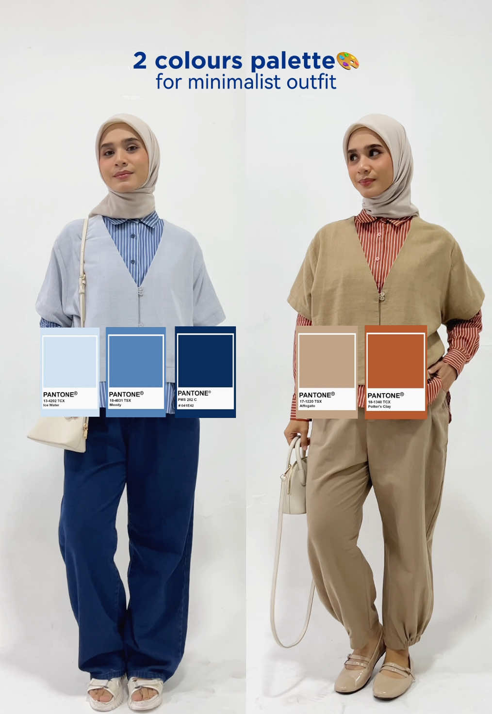 save this video for your colour palette inspo! tips dari Tesa pilih warna yang soft dan tineless buat outfit minimalist #tesavaragirls 💙🧡 #outfitpalette #colourpalette #outfitinspo #minimalistoutfit 