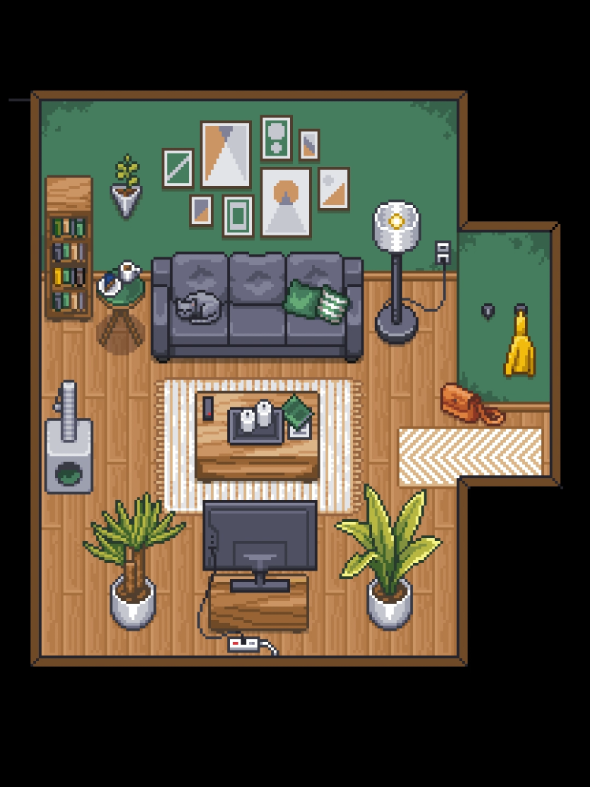These are all assets for my handdrawn pixel art game Specter's Hollow😊 #pixelart #indiegames #interior #livingroom #speedpaint #tutorial 