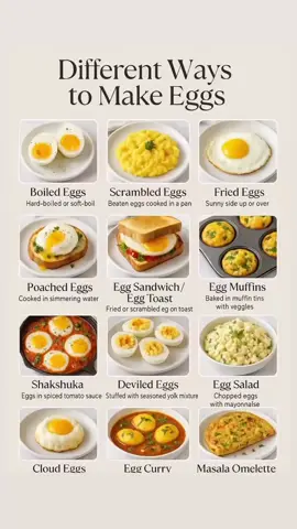 12 ways to crack the egg game 🍳✨ Whether you’re feeling fancy with shakshuka or just need a quick toast-topper, there’s an egg style for every mood! 🥚 Which one’s your fave? #EggLoversUnite #BreakfastMood #HealthyEating #ProteinPacked #BrunchVibes #EggRecipes #HomeCookingFun #EasyMeals #FoodReel #DesiBreakfast #CreativeCooking #ScrambledOrFried #AestheticEats #FoodieIndia #IndianMealIdeas #eggs #eggrecipes 