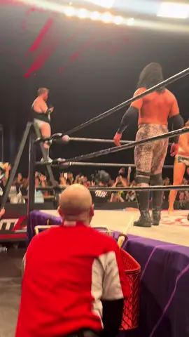 Paul Walter Hauser drops an elbow off the ladder into a table and then bishop dyer aka Baron Corbin enters the mlw battle riot #paulwalterhauser #stingray #baroncorbin #bishopdyer #mlw #battleriot 