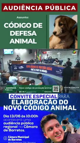 Estive hoje na Câmara Municipal da Estância Turística de Barretos, participando da Audiência Pública sobre a atualização do Código Estadual de Proteção Animal, uma importante iniciativa conduzida pelo Deputado Estadual Rafael Saraiva, a convite do Vereador Tiagão. Foi um momento fundamental para dialogarmos sobre os avanços necessários na legislação, trazendo as demandas da nossa cidade e da nossa região para fortalecer a proteção e o bem-estar dos animais. Seguimos firmes na luta por políticas públicas mais eficazes, leis mais rigorosas e, principalmente, respeito aos animais. A causa animal precisa ser tratada como prioridade! 🐶🐱🐴🐦
