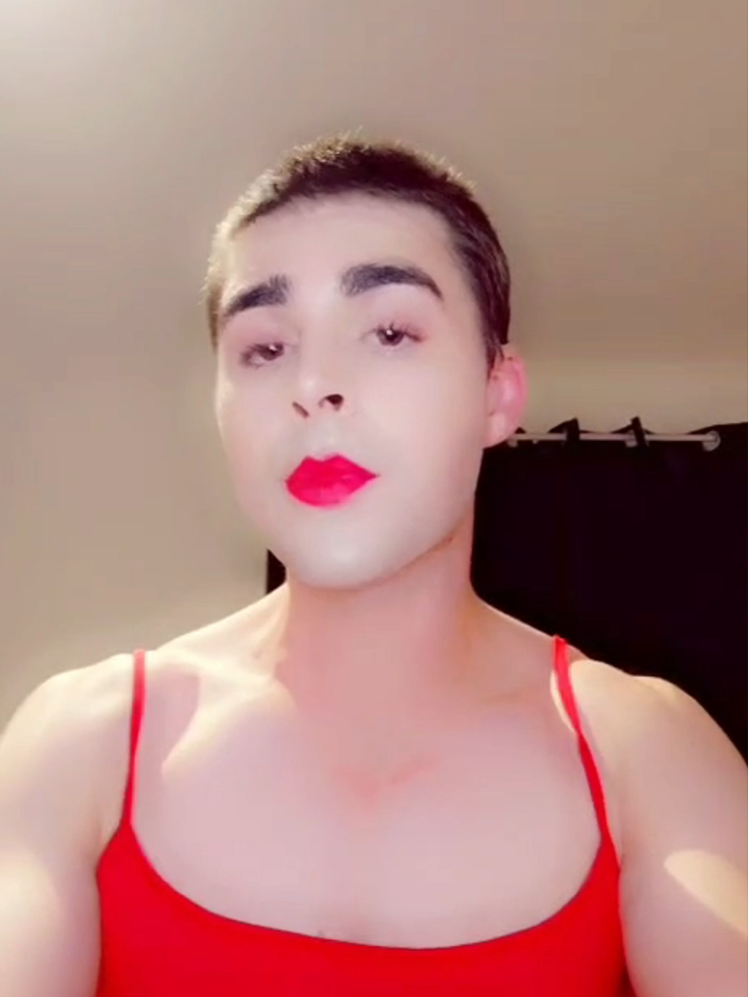 Red dress on the body. Full glam on the face. Strong and stunning — because why not? If this shook you… just wait ‘til I’m in heels. 👠💄 #boymakeup #viraltiktok #makeup #slay #Glam #viral #fyp #australia #usa #femme #buffandfemme #femboy #Gym #reddress