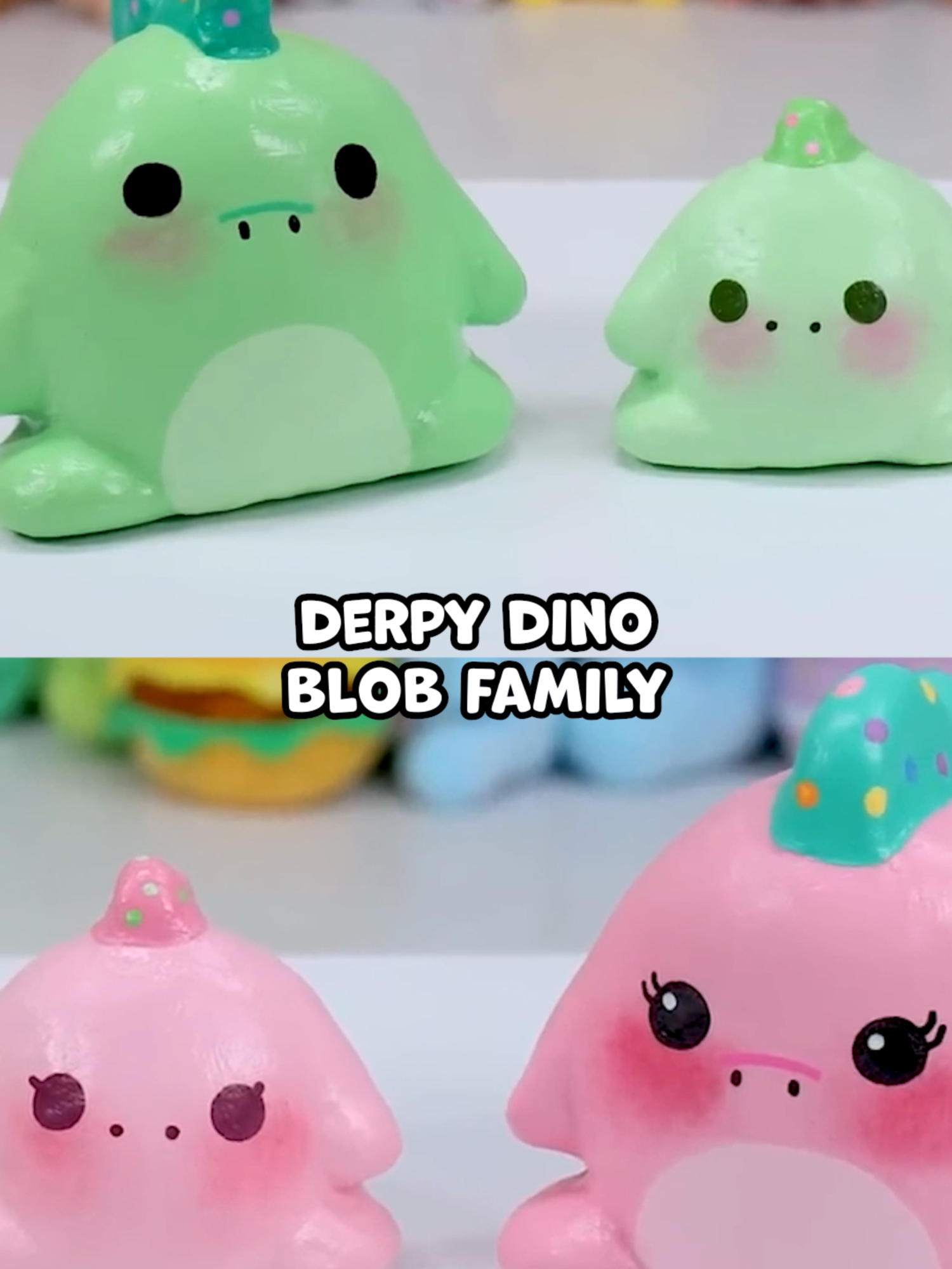 The Blob Derpy Dino Family is complete! #moriahelizabeth #art #craft #youtube #youtuber #painting #paint #blob #blobuniverse #derpydino