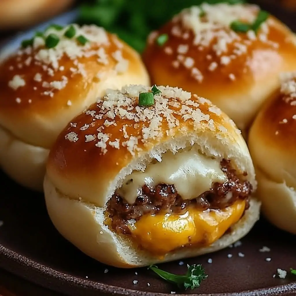 Ingrédient pour 8 à 10 portions Pour les bombes : 500 g de viande hachée de bœuf  1 oignon finement haché 100 g de cheddar râpé (ou fromage halal à fondre) 1 pâte à pizza prête à l’emploi 1 c. à soupe d’huile d’olive Sel, poivre Pour la garniture à l’ail et au parmesan : 50 g de beurre fondu 30 g de parmesan râpé (halal) 2 gousses d’ail hachées 1 c. à soupe de persil frais (facultatif) Instructions : Préparer la farce Faites revenir l’oignon dans l’huile d’olive. Ajoutez la viande, émiettez-la bien, salez, poivrez. Une fois cuite, laissez tiédir, puis incorporez le cheddar. Former les bombes Préchauffez le four à 200°C. Étalez la pâte à pizza, découpez-la en 8 à 10 carrés. Placez un peu de farce au centre, refermez en boule hermétique. Préparer la garniture Mélangez beurre fondu, ail, parmesan, et persil. Badigeonnez les bombes de ce mélange. Cuisson Disposez les bombes sur une plaque. Enfournez 15 à 20 minutes jusqu’à doré. Servez chaud, avec salade ou sauce au choix. Temps de préparation : 25 min | Temps de cuisson : 20 min | Total : 45 min