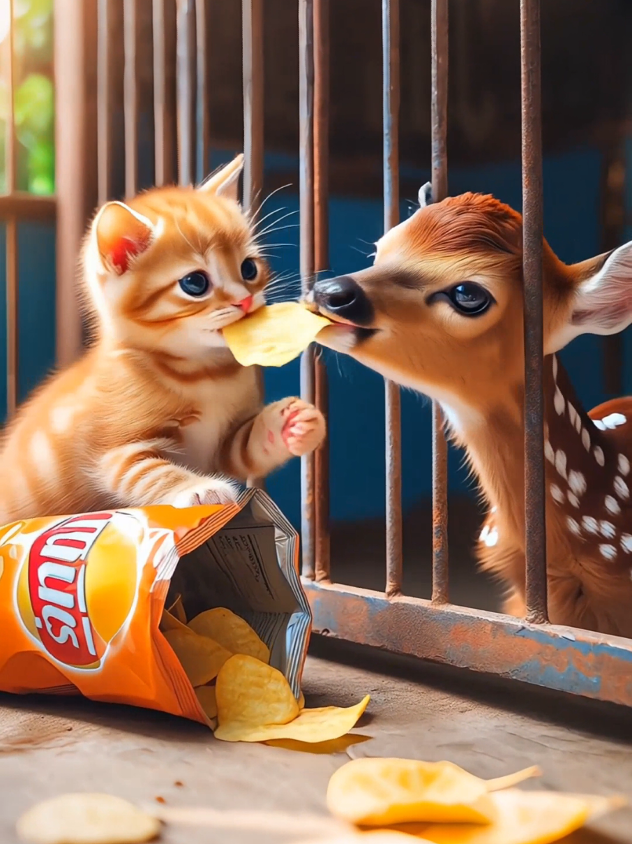 The Kitten and the Fawn #catstory #animation #animals 