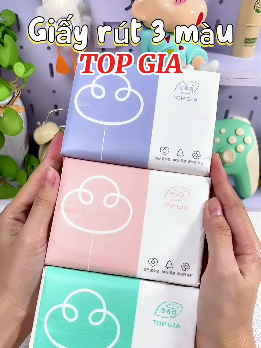 Khăn giấy rút 3 màu #giayantopgia #giayan3mautopgia #topgia 