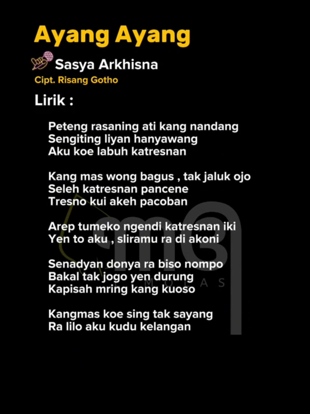 Bagian 1 | Lirik : Ayang Ayang - Sasya Arkhisna #liriklagu #ayangayang #risanggotho #sasyaarkhisna #lagujawa #lirikgoogle #lirikvideo  #laguviral #jawapride #karaokelyrics #musikdangdut #lirikbylimolas #fyp 