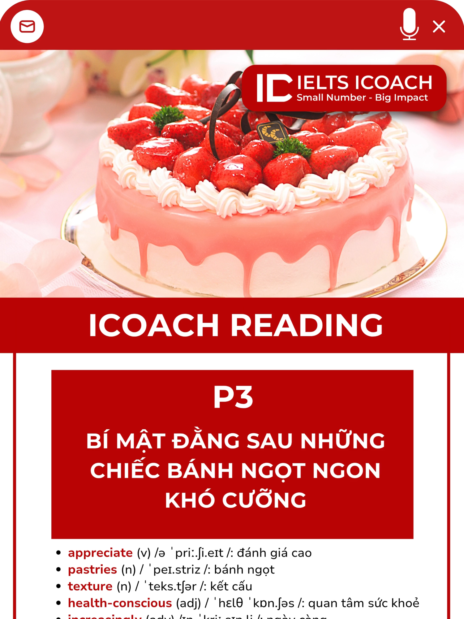 Bí mật đằng sau những chiếc bánh ngon khó cưỡng (P3) #ieltsicoach #IELTSCOACH #viraltiktok #LearnOnTikTok #IELTSICOACH #fyppppppppppppppppppppppp #viralvideo #studywithme #foryoupage #xuhuong #fypage #xuhuongtiktok #podcast #english #ieltstips #icoach #trend #IELTS #ieltslistening #icoachreading #banhngot #cakedecorating #cakeart #Foodie #food #foodreview #cake