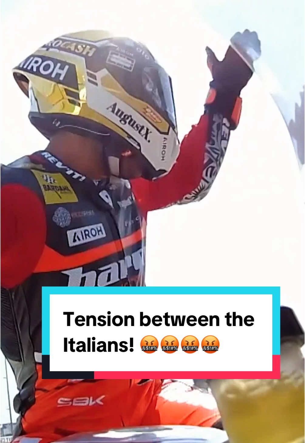 Tension running high between the Italians! 🇮🇹 Petrux was furious after getting held up by Iannone and Bulega in Superpole 😤 Both riders were later hit with a three-place grid penalty ❌ #EmiliaRomagnaWorldSBK 🇮🇹 #WorldSBK #motorcycle #Motorsport #racing   #sportsontiktok  
