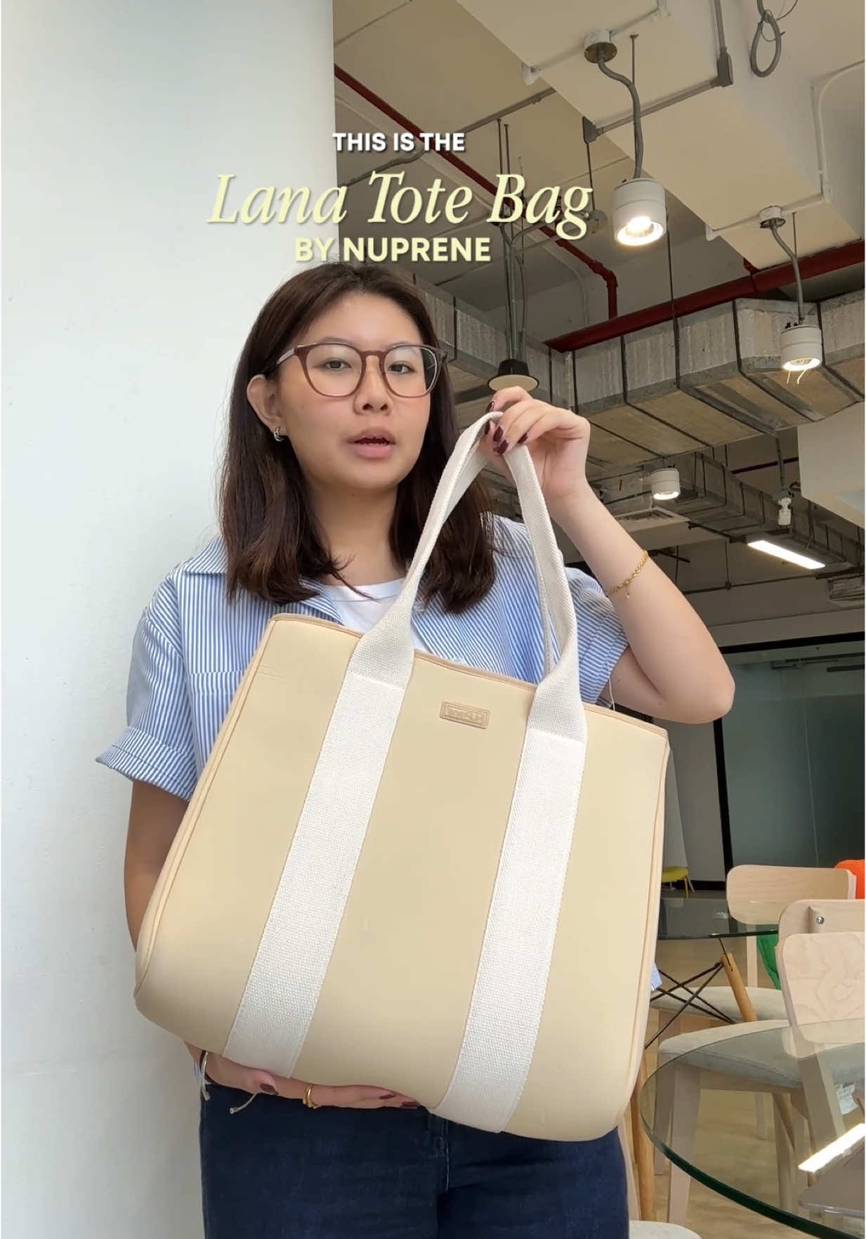 The Lana Tote got you and your work covered! 🤩  Get yours now on the yellow basket! 🛍️  #totebag #workbag #travelbag #essentials #nuprene