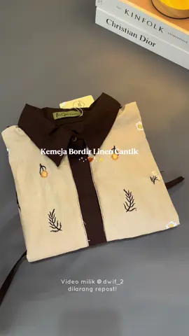 Alika shirt kemeja bordir linen perpaduan warna ivory dan coklat mahogany cakepp bgttt😍🥰  #fyppppppppppppppppppppppp #fypシ゚ #OOTD #outfit #kemeja 