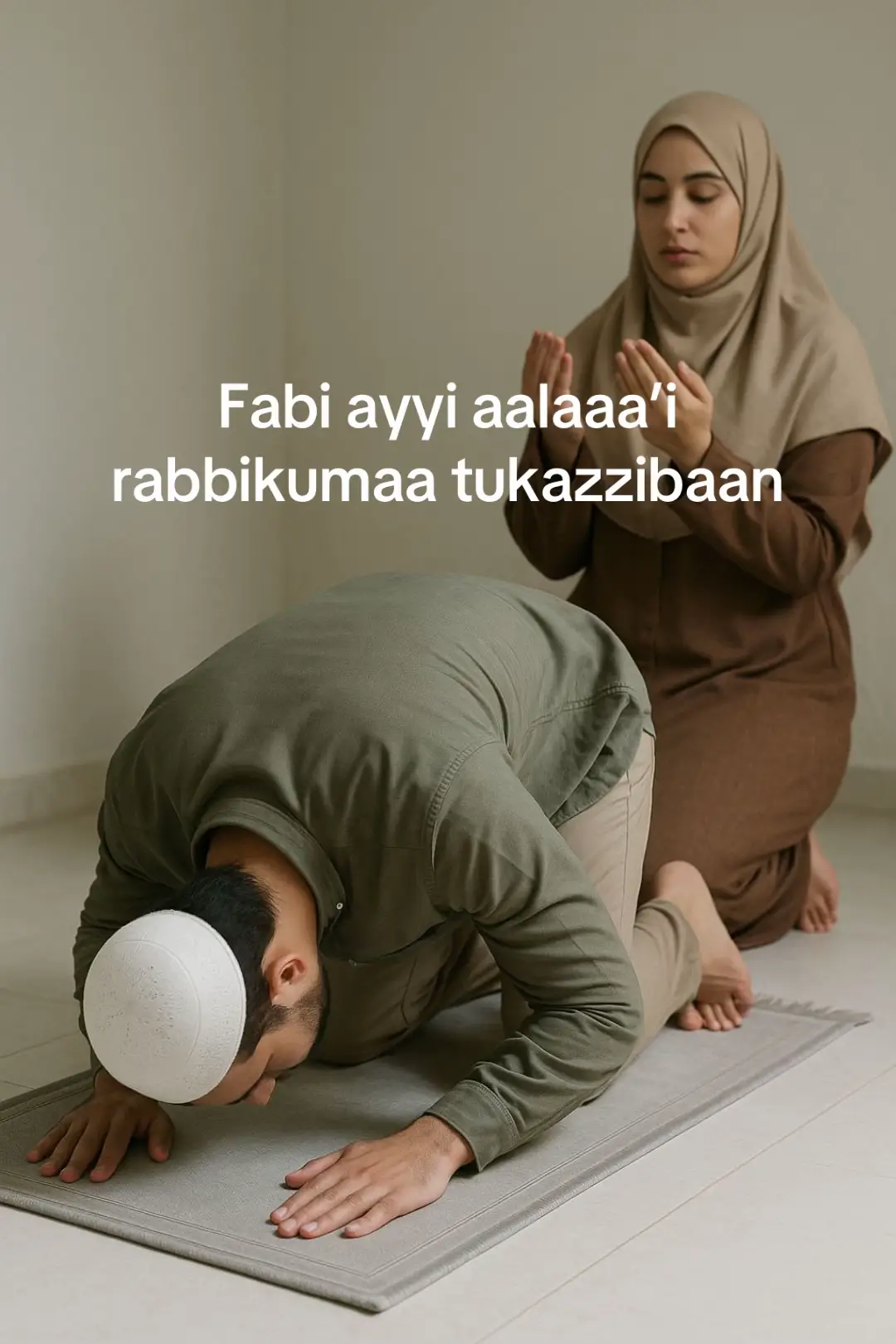 • Fabi ayyi aalaaa’i rabbikumaa tukazzibaan Translation: And for he who fears standing before his Lord, there will be two gardens. So which of the favors of your Lord will you deny? This verse reminds us of the immense reward promised to those who live with awe and consciousness of Allah. The repetition of “فَبِأَيِّ آلَاءِ رَبِّكُمَا تُكَذِّبَانِ” is a divine reminder to reflect on the countless blessings we often overlook. #prayer #islamic_video #islamic_media #islamicreminders #salat #foryoupage❤️❤️ #foryourepage #muslim #muslimtiktok #allahuakbar #dua #bismillah #hardship #muslimah #powerful Dua #subahanallah #uktiktok #goviral #alhamdulillah❤️ #deen #sunnah #islamiccontent #prophetmuhammad #islamictiktok #allah❤️ 