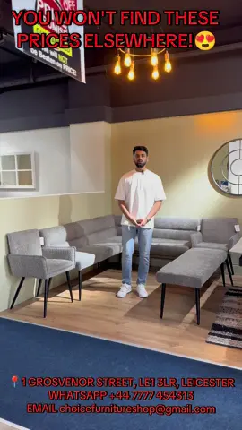 YOU WON'T GET THESE PRICES ANYWHERE ELSE! 😍😍  CORNER FABRIC DINING BENCH WITH BACKREST: £300 NORMAL FABRIC DINING BENCH: £100 ARMCHAIR: £60 EACH  📍1 GROSVENOR STREET, LE1 3LR, LEICESTER  STORE NUMBER 0116 296 3797  WHATSAPP +44 7777 454313‬  EMAIL choicefurnitureshop@gmail.com  #furnitureoutlet #fyp #diningtable #furniture #bargain #clearance #leicester #midlands #homedecor