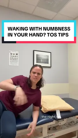 If you wake up with numbness, tingling, or a cooling sensation in your hand, this could be a symptom of thoracic outlet syndrome. Here are some tips I share with my patient’s on reducing the symptoms so you can have a good night sleep. 😴 #handnumbness #thoracicoutlet #tos 