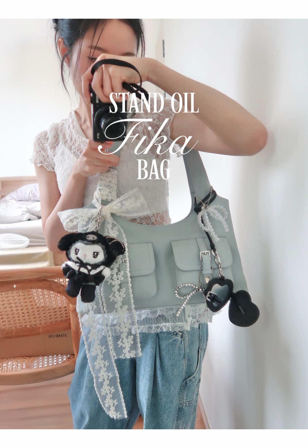 unbox : stand oil (fika bag) ☁️🛋️🫧 กระเป๋าสีฟ้าที่น่ารักที่สุดด ตอนนี้กดใน tiktok shop ได้แล้วน้าา @STAND OIL  👜 fika bag 🖤 belted mirror keyring #STANDOIL #STANDOILTH #unbox #haul #bag #ป้ายยา #กระเป๋า #ป้ายยาtiktok #fyp #OOTD #grwm 