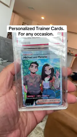 Anime fan? Get a personalized trainer card for you, you’re pet or a loved one. #pokemon #tradingcards #personalizedtradingcards #customtradingcards 