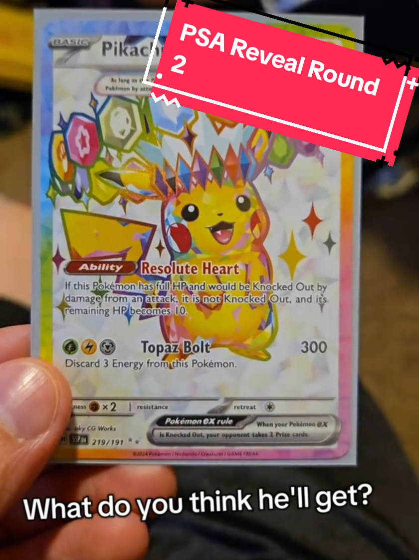 Round 2 and momma gets the good grades! The grader must have had a bad day but he's come a long way in handling disappointment ❤️ #leosluckycards #psa #psagrading #psagraded #rarecards #surgingsparks #pikachufever #pokemon #pokemoncards #pikachu #pikapika #dadsoftiktok #fypシ #fypage #fyp #xyzbca #cute 