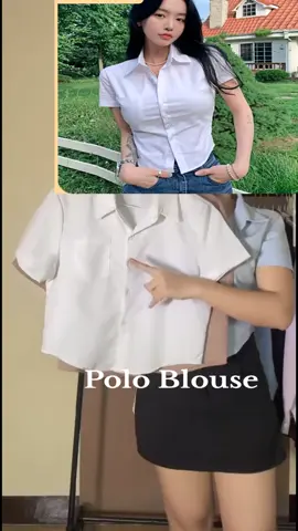 College Style Polo Blouse #tiktokfashionshop #fyp 