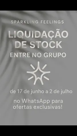 🚨 Atenção, amantes de boas oportunidades! Quer acesso antecipado a descontos incríveis, produtos exclusivos e ofertas de fim de stock que não aparecem nas redes sociais? 💬 Entre agora no nosso grupo VIP de WhatsApp e aproveite liquidações diretamente do armazém Sparkling Feelings! 📦 Stock limitado. Evento Curto. Preços imperdíveis.  Como aderir? Mande mensagem privada para o WhatsApp 915681340 😊 #liquidacao #VIP #stockoff #promocoesimperdiveis #promocoes #europa🇪🇺 