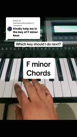 Replying to @tweneboatheophilus  @user2952617600405...STEVE__ Learn how to play F minor scale and chords simplified on piano 🎹 #pianotutorial #pianoforafricans #minorchord #chords #fminor #piano #fypviral   F Minor Key Details: Relative Major: A♭ Major Key Signature: 4 flats (B♭, E♭, A♭, D♭) Natural F Minor Scale: F – G – A♭ – B♭ – C – D♭ – E♭ – F