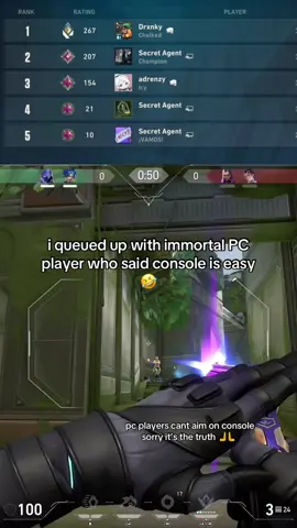 immortal pc = bronze 2 on console😭 #valorantpc #Valorant #valorantmemes 