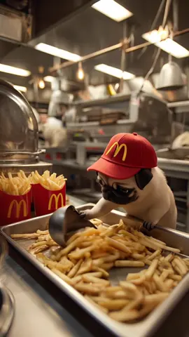 働くパグ~Working pug~ #犬 #癒し #可愛い #マクドナルド#cute #dog 