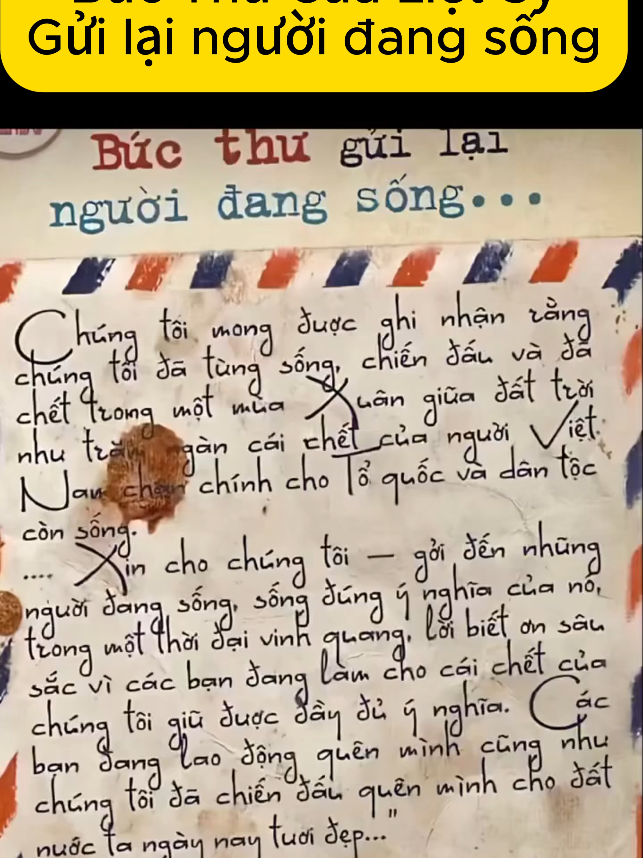 Bức thư được Viết trước khi ra mặt trận của 1 Liệt Sĩ .. Họ tin rằng tổ quốc sẽ hòa bình , sẽ chiến thắng .. Vì các bạn biết không khi đó đi thì nhiều mà trở về rất ít . Có những tiểu đoàn mất đến gần hết quân số ...#vonguyengiap #dienbienphu #thuongbinhlietsianhhungdantocvietnam #giaiphongmiennam #bachochiminh #lichsuvietnam #nguyenphutrong #bachokinhyeu #Giadinhnhatit #Nguyenchithanh #leduyetbinh #Vietnamlao #bacho #báchồ #loikeugoitoanquockhangchien #Lào #Tít #leduan