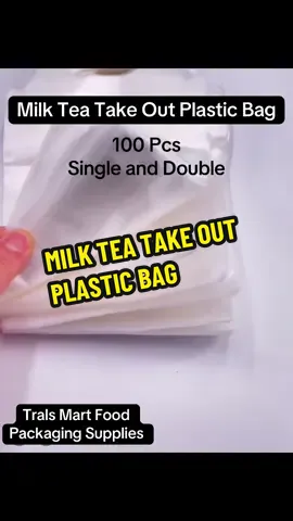“HIGH QUALITY MILK TEA TAKE OUT PLASTIC BAG” 100 pcs per pack for Single and Double Cup #foodpackagingbussines #foodpackaging #foodbusiness #tralsmart #milktea #fyp 