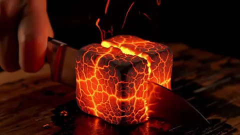 Cutting Lava Cubes pt. 2🌋  #asmr #lava #asmrsounds #veo3 #aivideos #oddlysatisfying #satisfying #xzybca #fyp #relaxingvideos 