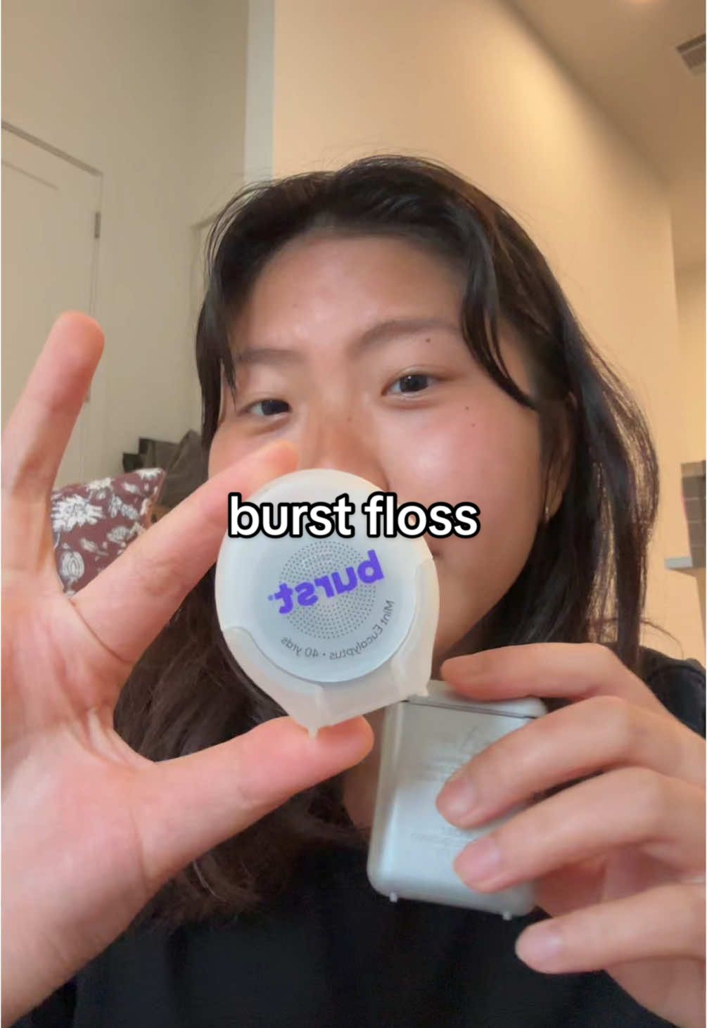 this floss will actually get the gunk outta ur teeth 👀 #burstfloss 