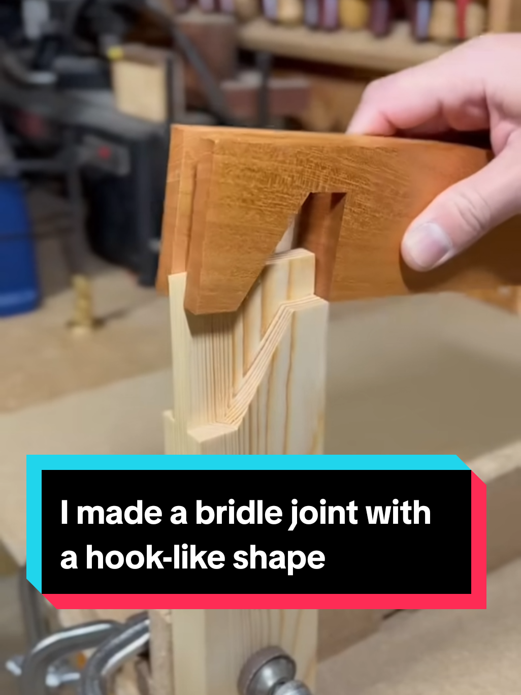 I made a bridle joint with a hook-like shape. #shorts #woodwork #woodworking #woodcrafting #crafts #woodjoints 