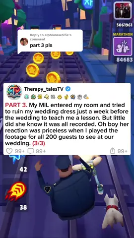 Replying to @alphlunawolfie PART 1. My MIL entered my room and tried to ruin my wedding dress just a week before the wedding to teach me a lesson. But little did she know it was all recorded. Oh boy her reaction was priceless when I played the footage for all 200 guests to see at our wedding. #reddit_tiktok #redditstoriestts #redditguy #redditreading #redditdrama 