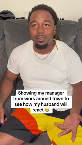 All I’m doing is showing him around town 🤣🤣 #manager #aroundtown #reactionvideo #couplecomedy #marriagehumor #husbandandwifecomedy 
