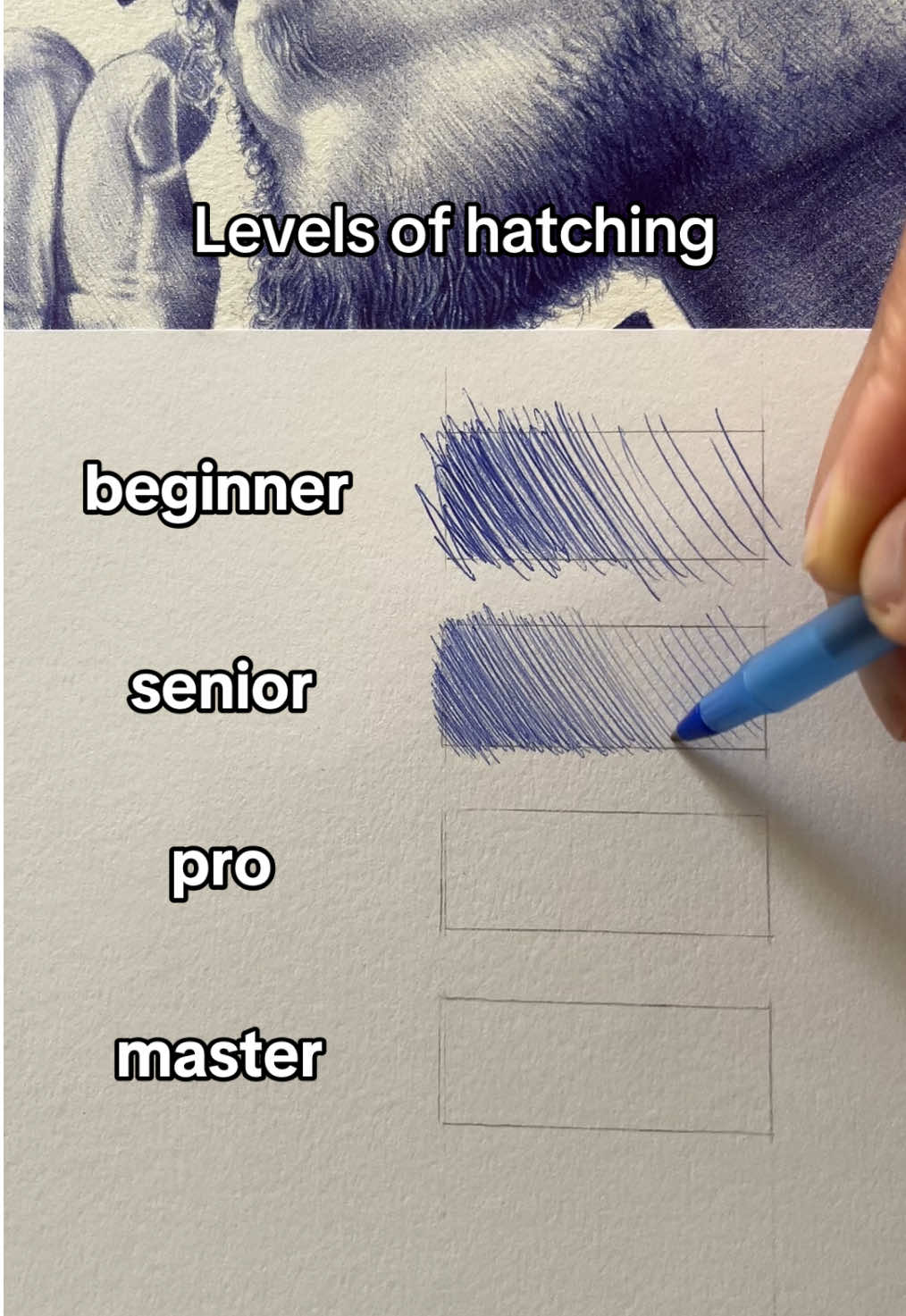 Which level are you? With daily practice, you’ll get to “master” level in no time ✍🏽 #pendrawing #ballpointpenart #ballpointpenart #drawingtutorial 