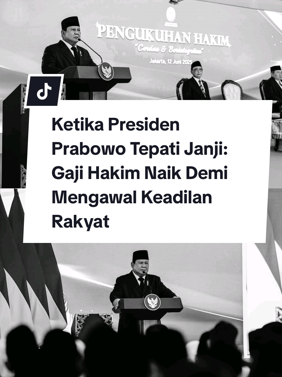 Kesejahteraan tak hanya soal angka ekonomi. Prabowo tahu, keadilan juga harus ditegakkan. Dengan menaikkan gaji hakim, ia ingin memastikan keadilan berpihak pada rakyat. Bersih, adil, dan tidak bisa dibeli ✨❤ #BersamaPresiden #fyppppppppppppppppppppppp #Viral #KabinetMerahPutih #PresidenKhatulistiwa #PrabowoSubianto #PrabowoPapaDunia #Prabowo  #FYP #fypシ゚ #Hakim #Rakyat #creatorsearchinsights 