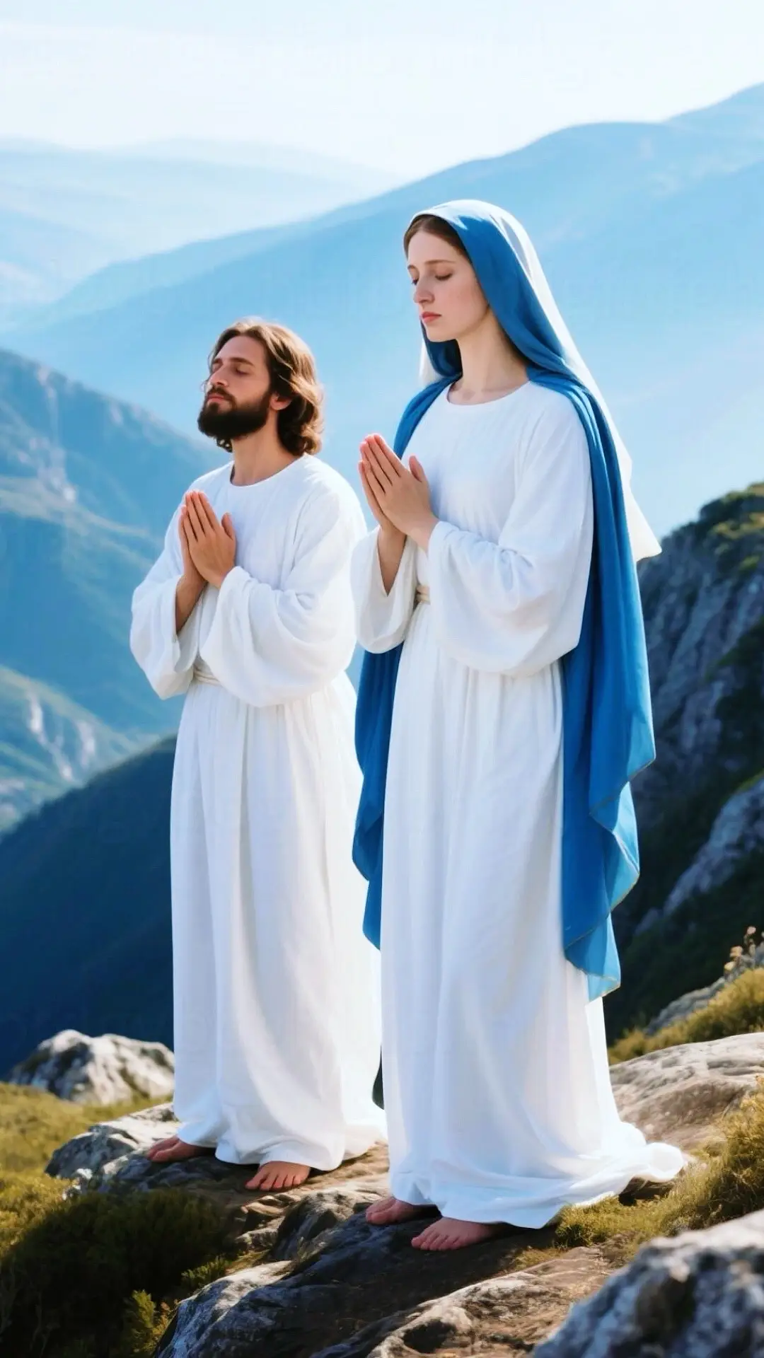 Mary, a young girl (around 14-16 years old), appeared in the house of Nazareth when the angel Gabriel appeared and declared, 