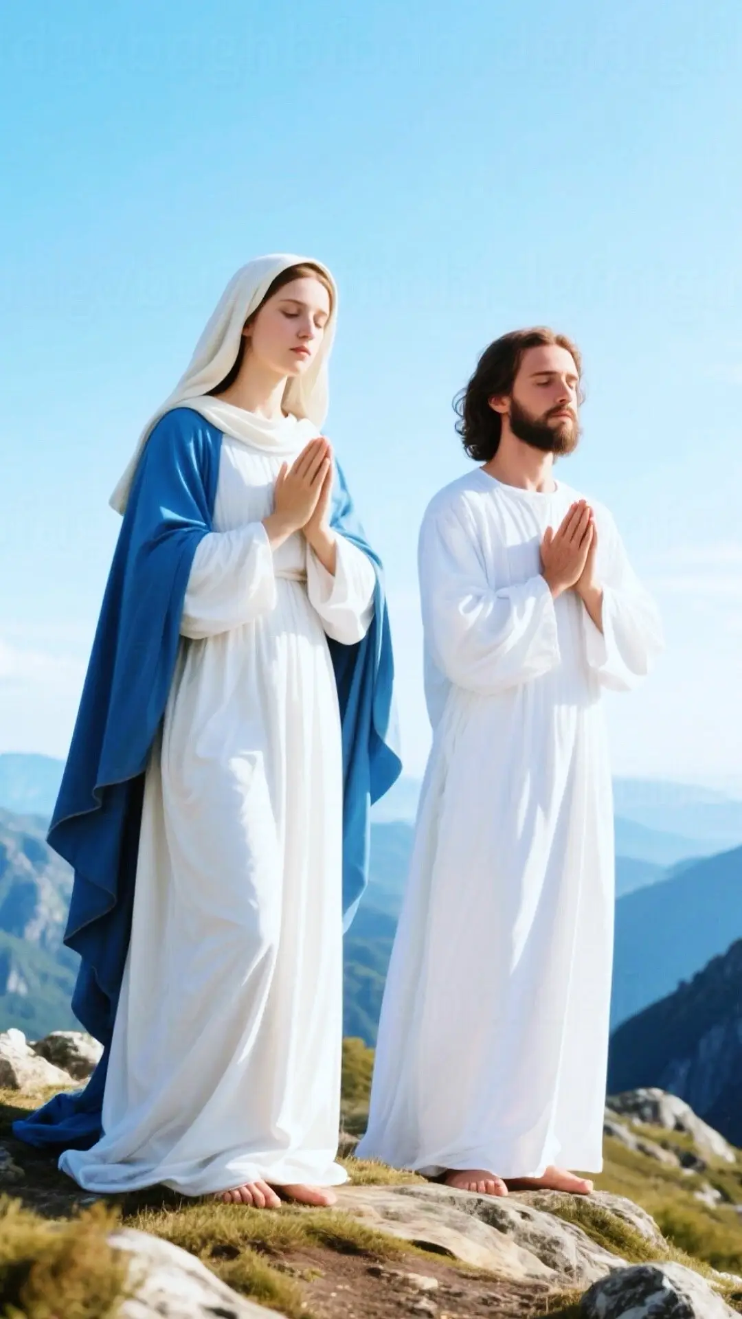Mary, a young girl (around 14-16 years old), appeared in the house of Nazareth when the angel Gabriel appeared and declared, 