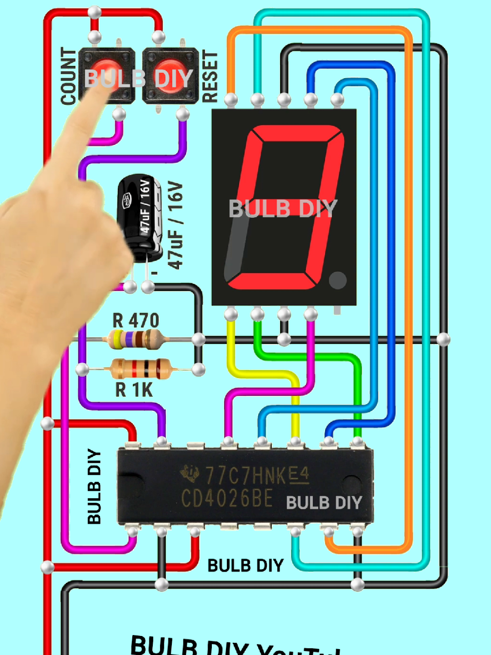0-9 Digital Counter with 7 segment display and CD4026 IC | Digital Counter 0-9 | 7 segment display #0-9counter #digitalcounter #sevensegmentdisplay #diyproject #electronicsprojects #viral #trending #fyp #circuit #circuitdiagram #cd4026